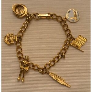 Vintage US Navy Charm Bracelet Gold‎ Tone EXC COND!